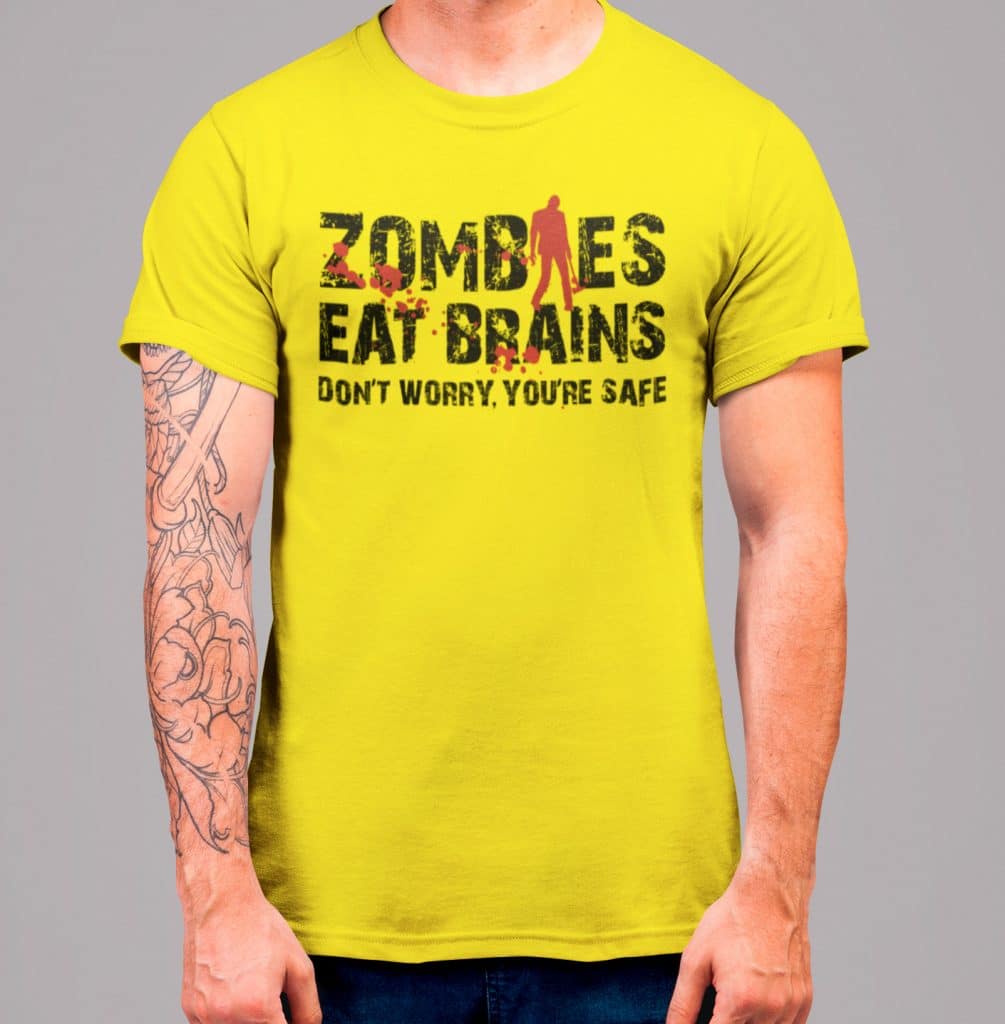 Camiseta de hombre con el texto "Zombies eat brains"